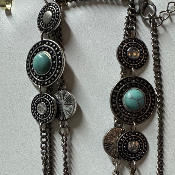 Silver and Turquoise Women's Necklace - Picture 2 of 4